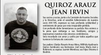 CONDOLENCIA JEAN IRVIN QUIROZ ARAUZ – La Voz del Altiplano