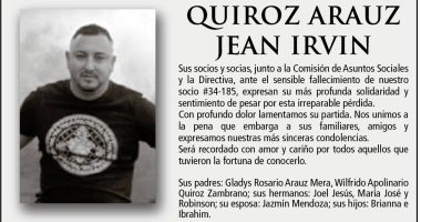 CONDOLENCIA JEAN IRVIN QUIROZ ARAUZ – La Voz del Altiplano