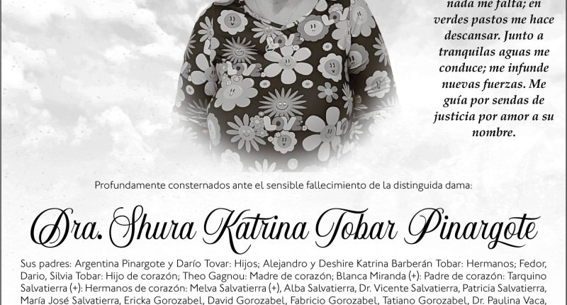 SEPELIO DRA SHURA KATRINA TOLAR PINARGOTE – La Voz del Altiplano