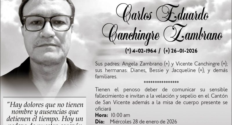 Sepelio Carlos Eduardo Canchingre Zambrano – La Voz del Altiplano