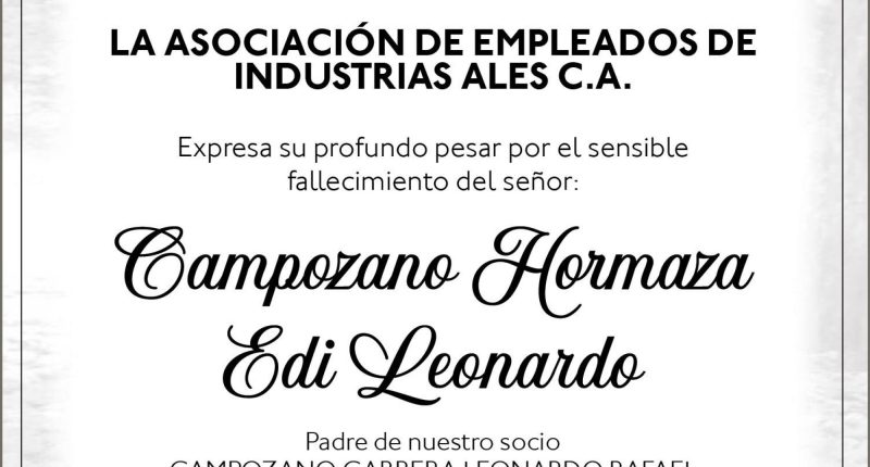 Condolencia Campozano Hormaza Edi Leonardo – La Voz del Altiplano