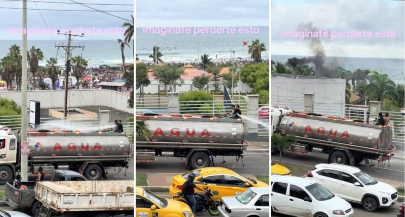 Usan un tanquero para jugar Carnaval por las calles de Manta – La Voz del Altiplano