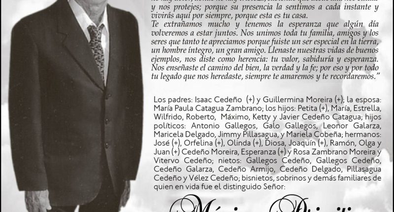 Misa Maximo Primitivo Cedeño Moreira – La Voz del Altiplano