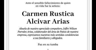 NOTA LUCTUOSA CARMEN RUSTICA ALCIVAR ARIAS – TPM – La Voz del Altiplano