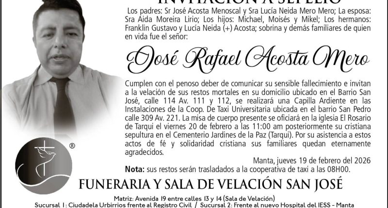 SEPELIO JOSE RAFAEL ACOSTA MERO – La Voz del Altiplano