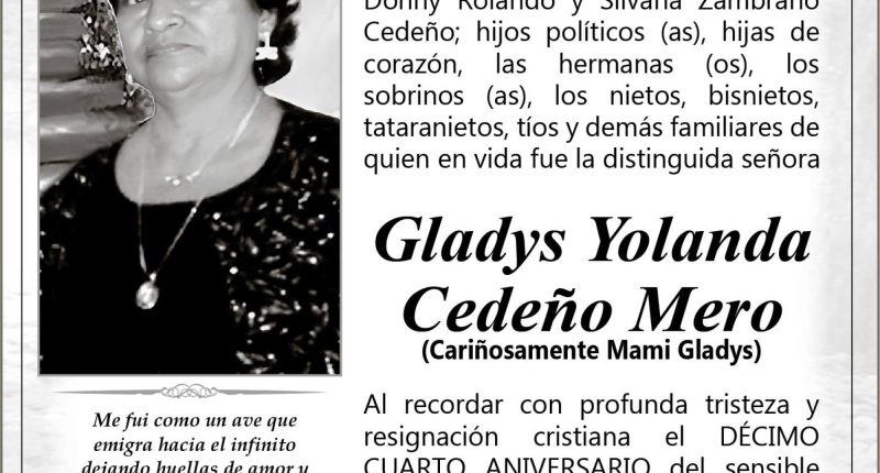 MISA GLADYS YOLANDA CEDEÑO MERO – La Voz del Altiplano