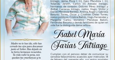 SEPELIO Isabel María Farías Intriago – La Voz del Altiplano