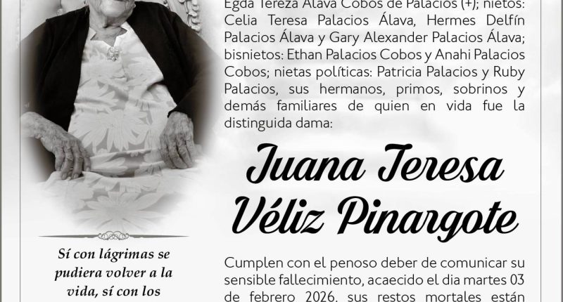 SEPELIO JUANA TERESA VELIZ PINARGOTE – La Voz del Altiplano