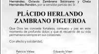 CONDOLENCIA Plácido Hernando Zambrano Figueroa – La Voz del Altiplano