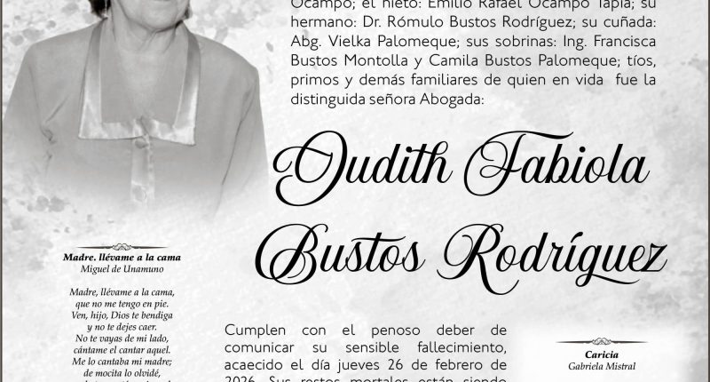 SEPELIO JUDITH FABIOLA BUSTOS RODRIGUEZ – La Voz del Altiplano