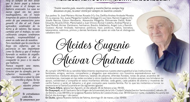 MISA ALCIDES EUGENIO ALCIVAR ANDRADE – La Voz del Altiplano