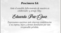 CONDOLENCIA EDUARDO PAZ JUEZ – PESCIMERA SA – La Voz del Altiplano
