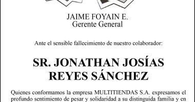 CONDOLENCIA JONATHAN REYES – La Voz del Altiplano