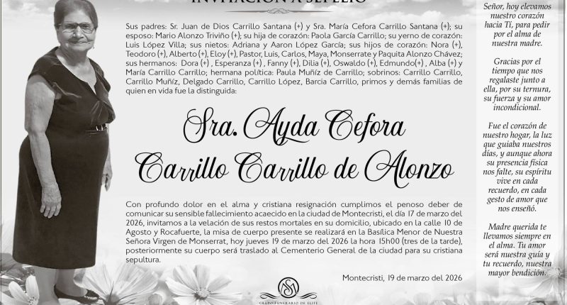 SEPELIO Sra. Ayda Cefora Carrillo Carrillo de Alonzo – La Voz del Altiplano