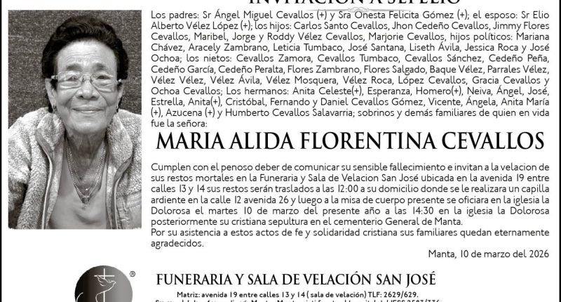 SEPELIO MARIA ALIDA FLORENTINA CEVALLOS – La Voz del Altiplano