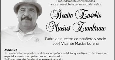 CONDOLENCIA BENITO EUSEBIO MACIAS ZAMBRANO – La Voz del Altiplano