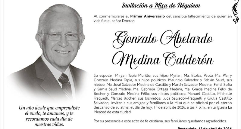 INVITACIÓN A MISA: Gonzalo Abelardo Medina Calderón – La Voz del Altiplano