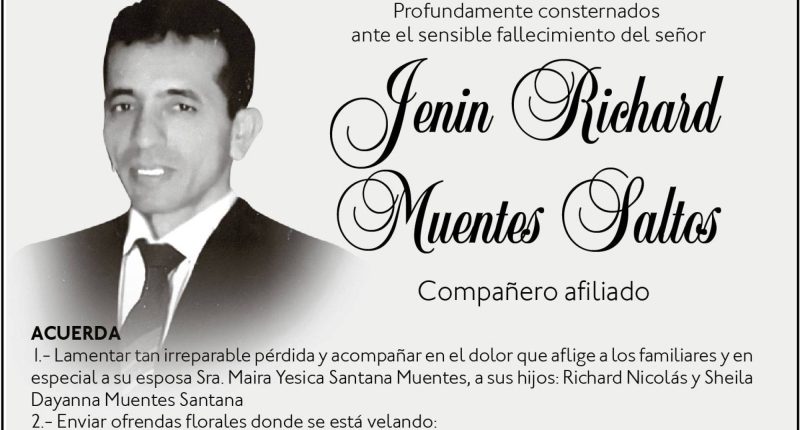 CONDOLENCIA JENIN RICHARD MUENTES SALTOS – La Voz del Altiplano