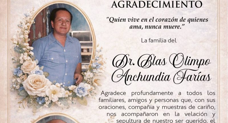 AGRADECIMIENTO DR BLAS OLIMPO ANCHUNDIA FARIAS – La Voz del Altiplano