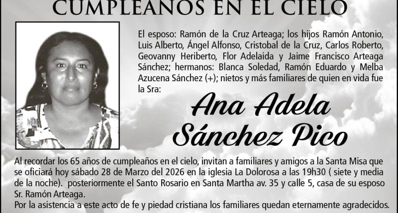 MISA ANA ADELA SANCHEZ PICO – La Voz del Altiplano