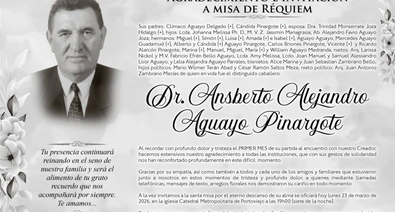 MISA ANSBERTO ALEJANDRO AGUAYO PINARGOTE – La Voz del Altiplano