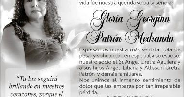 CONDOLENCIA GLORIA GEORGINA PATRON MEDRANDA – ASO LAS CUMBRES – La Voz del Altiplano