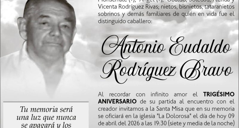 MISA ANTONIO EUDALDO RODRIGUEZ BRAVO – La Voz del Altiplano