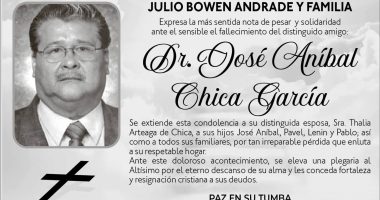 CONDOLENCIA JOSE ANIBAL CHICA GARCIA – La Voz del Altiplano